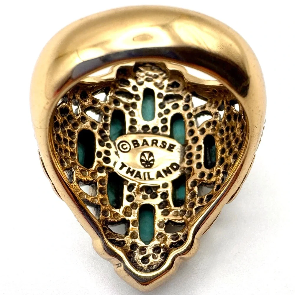 Studio Barse Turquoise Multi-Stone Oval Cluster Ring in Gold-Tone